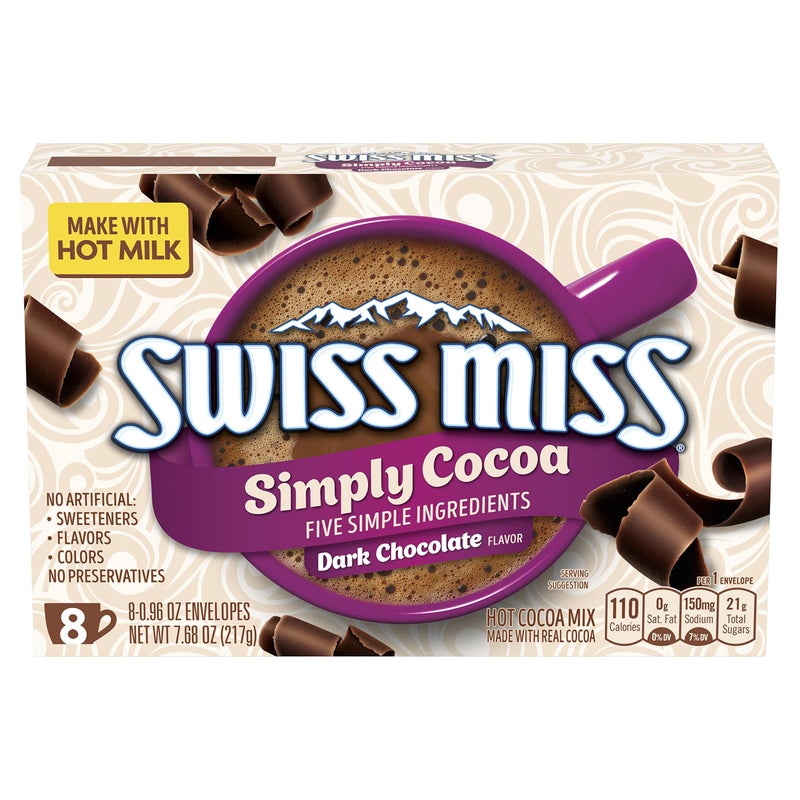 Swiss Miss Simply Cocoa Dark Chocolate Flavored Hot Cocoa Mix 8 Count Hot Cocoa Mix Packets - Image 3