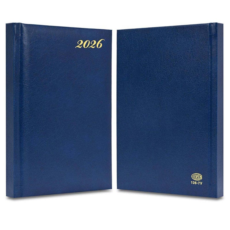 FIS 2026 International A5 Diary, 148x210mm, Hard Cover Vinyl Materials, 1 Day a Page Format, 7 Multi Languages, 60gsm White Paper, Blue Cover - FSDI136-7V26BL - Image 2
