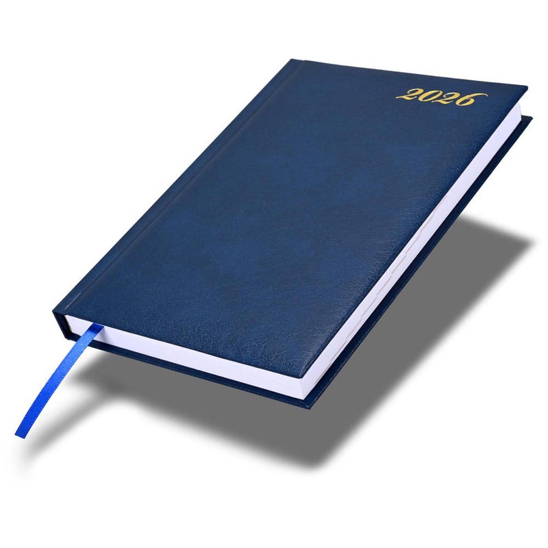 FIS 2026 International A5 Diary, 148x210mm, Hard Cover Vinyl Materials, 1 Day a Page Format, 7 Multi Languages, 60gsm White Paper, Blue Cover - FSDI136-7V26BL - Image 1