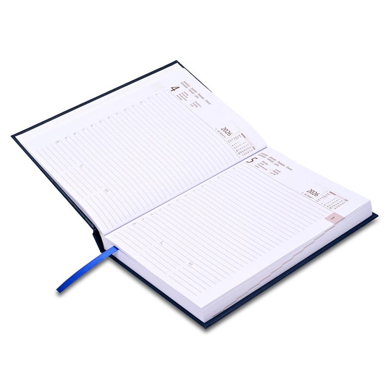 FIS 2026 International A5 Diary, 148x210mm, Hard Cover Vinyl Materials, 1 Day a Page Format, 7 Multi Languages, 60gsm White Paper, Blue Cover - FSDI136-7V26BL - Image 3