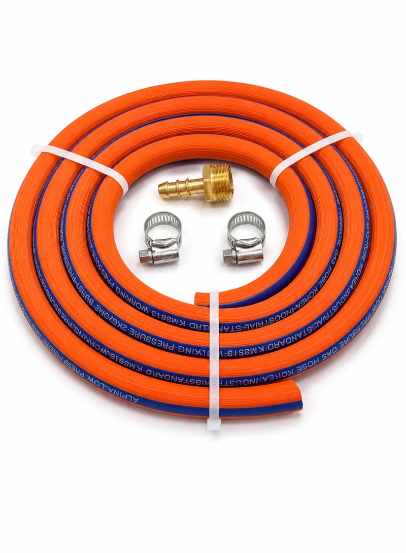 Essential 2 Meter Gas Hose Combo Made in Italy with 1/2" BS Male Connector & 2 Hose Clips, Flexible LPG Gas Pipe for Compatible Gas Stoves & Appliances - Image 5