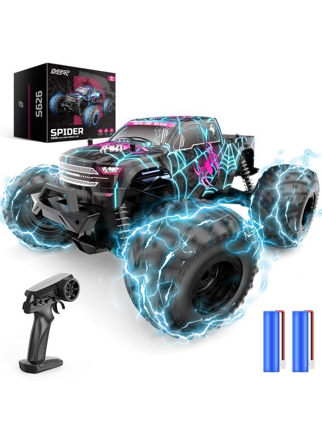 DEERC 1/16 Glowing Spider Remote Control Car - Fast Rc Cars W/2 Rechargeable Batteries For 30 Min Play, All Terrain Off-Road Monster Truck Toys For Boys Kids Age 4-7 8-12 Birthday Xmas Gift - Image 1