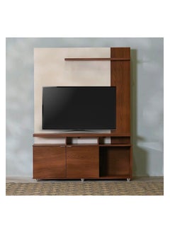 DANUBE HOME Lugo TV Cabinet For Up To 55 Inches TV Entertainment Modern Design Wall Unit Furniture Wooden TV Stand Made in Brazil TV Unit Rack 136x53.5x179.7 cm Walnut And Off White  - Image 1