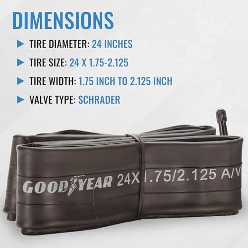 GOODYEAR أنبوب دراجة جوديير، 24 × 1.75/2.125 - أنبوب دراجة 16 بوصة مع مطاط بيوتيل - أنابيب دراجات جبلية موثوقة لركوب الدراجات المتميز - 24 × 1.75/2.125 - Image 4