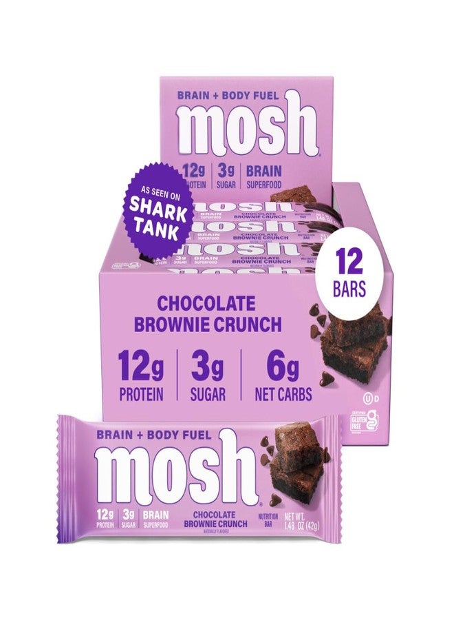 MOSH Chocolate Brownie Keto Protein Bars, High Fiber, Low Carb, Gluten Free, High Protein, Brain Healthy Snack, 12 Count - Image 1