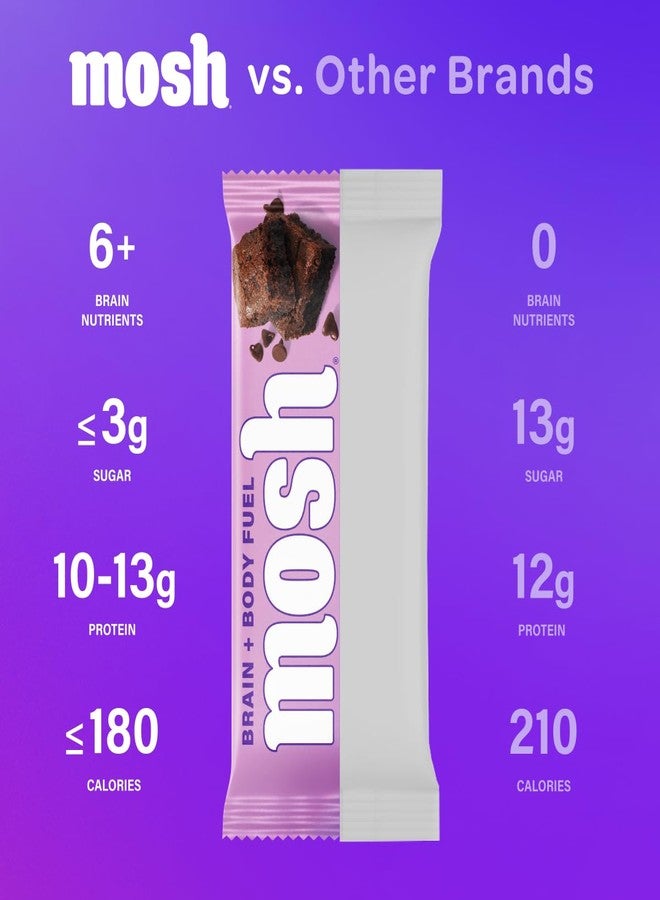 MOSH Chocolate Brownie Keto Protein Bars, High Fiber, Low Carb, Gluten Free, High Protein, Brain Healthy Snack, 12 Count - Image 3