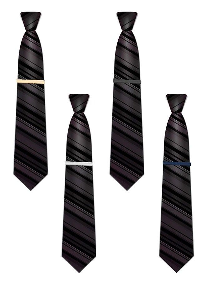 4 Pack Tie Clips for Men, Classic Tie Clip Silver Gold Black Blue Necktie Tie Bar Pinch Clips Suitable for Wedding Anniversary Business and Daily Life 5.8cm - Image 4