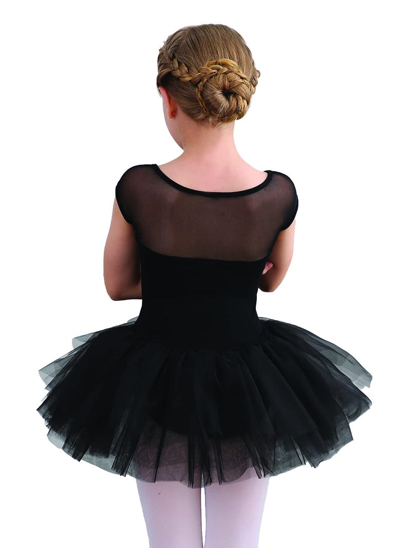 Stelle Ballet Leotards for Girls Toddler Leotard with Tutu Skirt Dance Tutu Dress (Black,5T) - Image 2