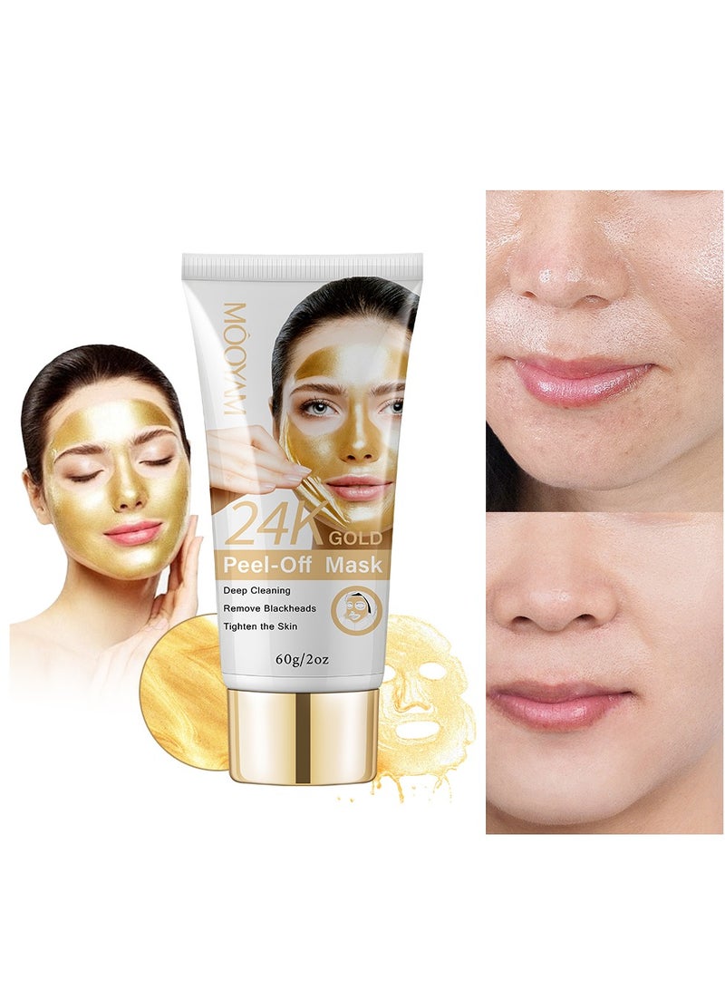 MOOYAM 24K Gold Peel Off Mask Blackhead and Acne Remover Mask Deep Cleansing Mask, Peel-Off Mask  - Image 3