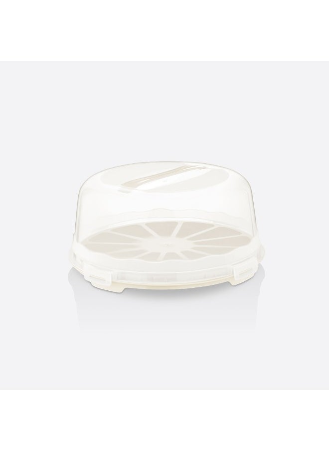 Dunia White Plastic Cake Carrier - Clear Round with Soft Handle - Lockable Lid Cover - BPA-Free - 5 Liter - pzsku/Z0B9F16A6271F99198685Z/45/_/1704680873/bb537899-5f14-4d49-bf47-60614ac3e31a