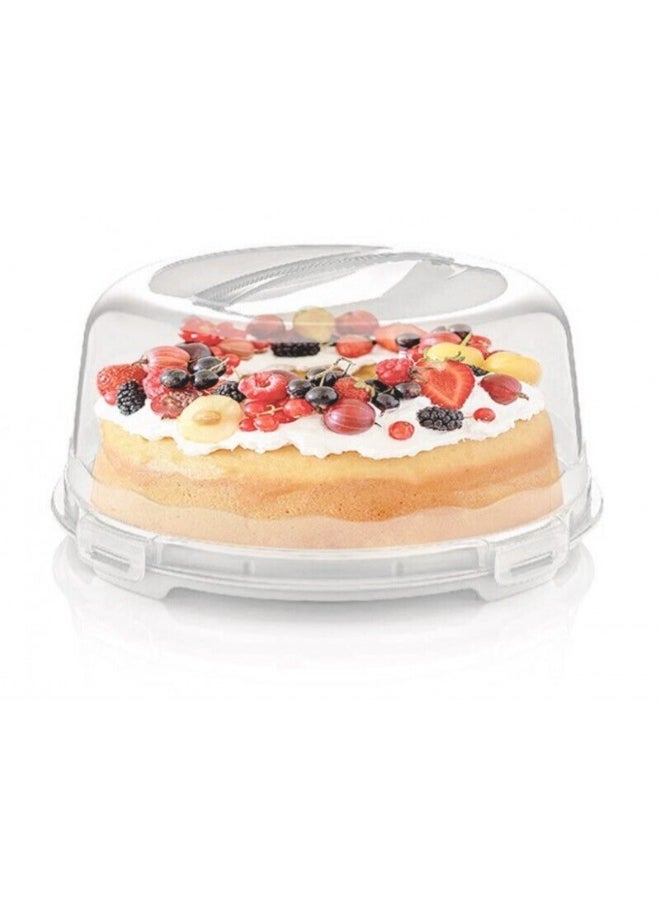 Dunia White Plastic Cake Carrier - Clear Round with Soft Handle - Lockable Lid Cover - BPA-Free - 5 Liter - pzsku/Z0B9F16A6271F99198685Z/45/_/1704680874/310f6b95-eb33-410d-a8fe-b75a6c69e464