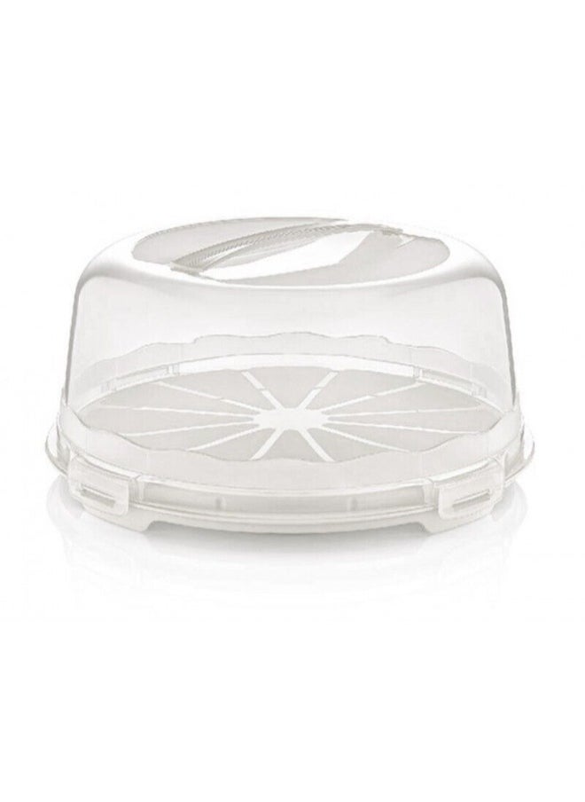 Dunia White Plastic Cake Carrier - Clear Round with Soft Handle - Lockable Lid Cover - BPA-Free - 5 Liter - pzsku/Z0B9F16A6271F99198685Z/45/_/1704680875/1413f3ef-259f-4f7f-96a3-b8689ad6f0d1