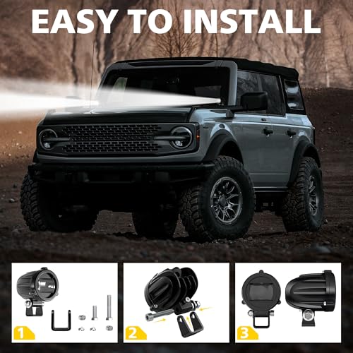 4WDKING 2" Motorcycle Accessories 20W Spot Driving Light Waterproof Off-Road Work Lamp for Motorcycle, ATV, UTV, Dirt Bike, 4x4 Pickup Truck, Boat, Trailer （2PCS） - Image 5