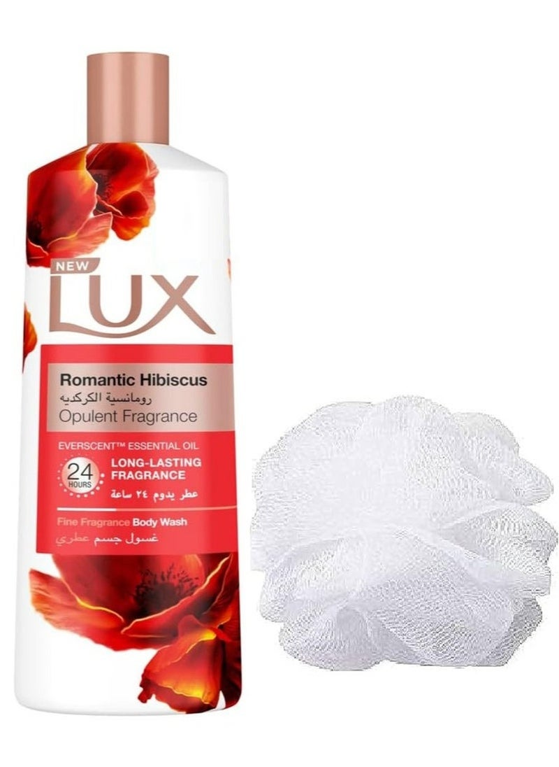 Lux لوكس شاور جل بالكركديه الرومانسي + لوفا متعدد الالوان - 250 مل 