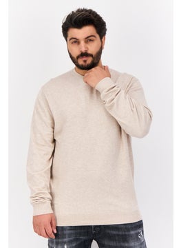 Sorbino Men Crew Neck Long Sleeve Plain Sweater, Beige  - Image 1