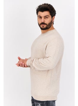 Sorbino Men Crew Neck Long Sleeve Plain Sweater, Beige  - Image 2