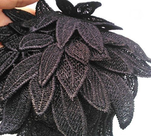 ZALALAA 1 Pair Black Gothic Embroidered Angel Wings Patches, 27*13 cm / 10.6*5.1 inch - Image 3