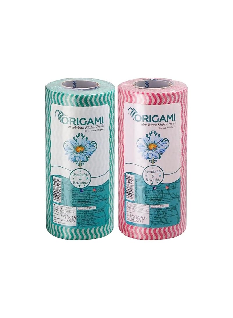 Origami Origami So..Soft Non-Woven Kitchen Towels - 80 Pulls (Pack of 2)  - Image 1