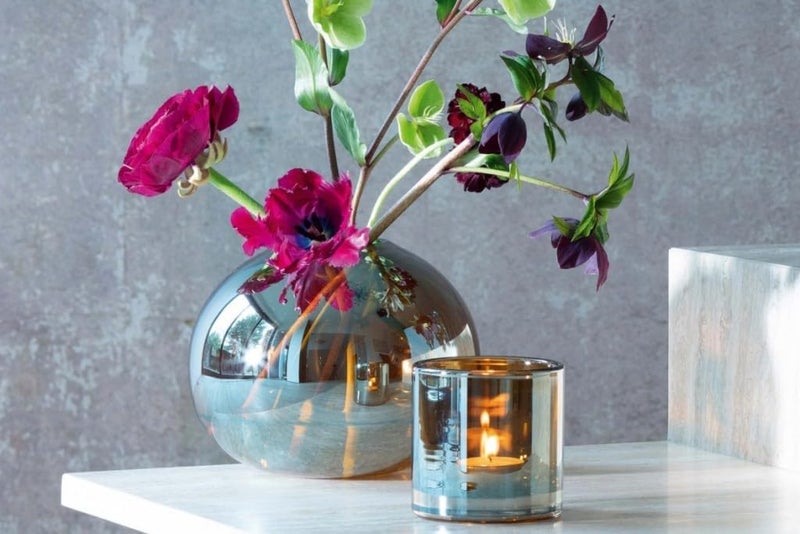 LSA Epoque Glass candle light Holder H8.5cm Teal-Blue color Finish Elegant Candle Holder for Home Decor - Image 4