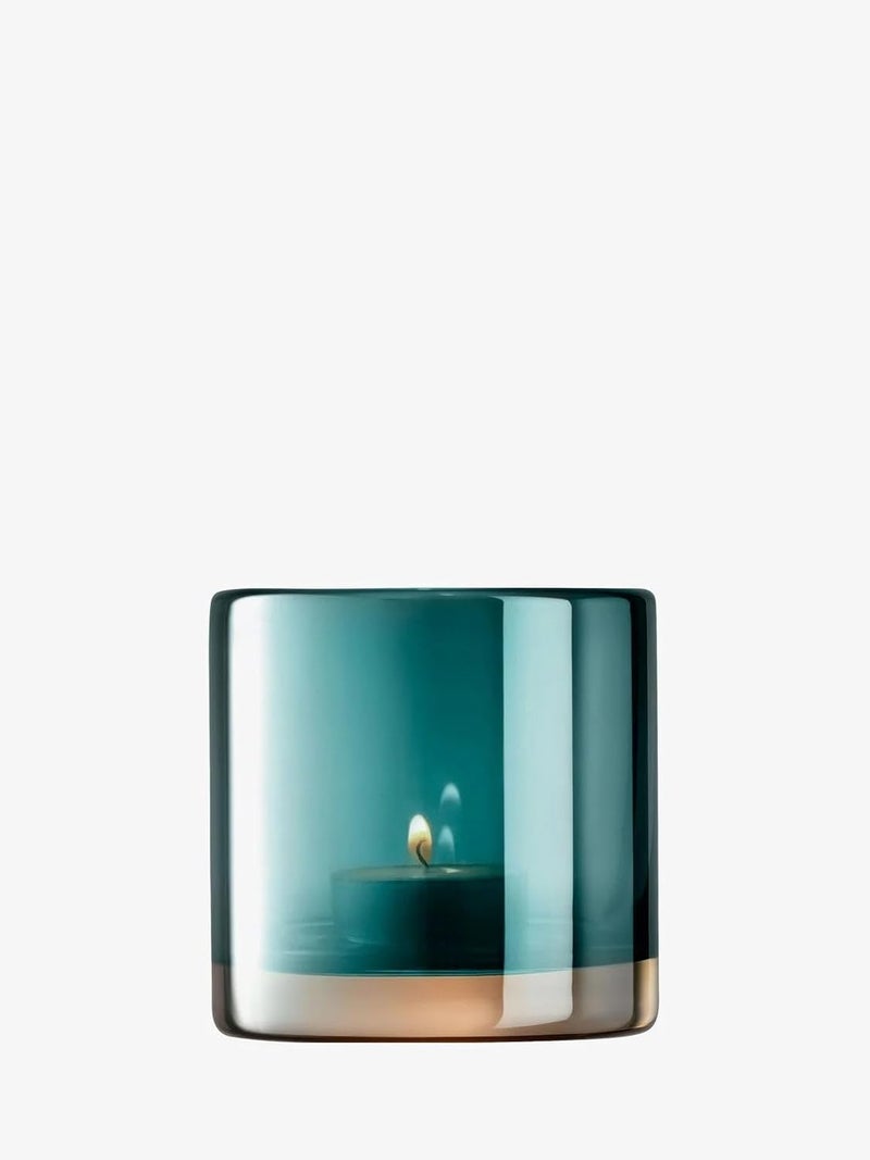 LSA Epoque Glass candle light Holder H8.5cm Teal-Blue color Finish Elegant Candle Holder for Home Decor - Image 1