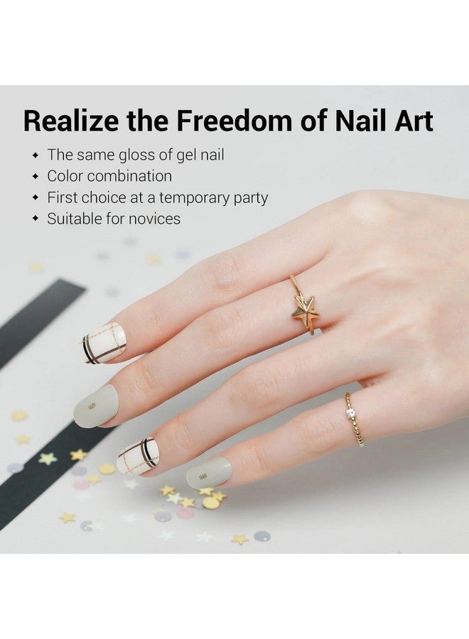 Modelones British Plaid Semi Cured Gel Nail Strips from BELLE GAGA 20 Pcs Gel Nail Stickers Sheer Gel Polish Strips, Gel Nail Wraps 10 Sizes, Works With UV Light, Includes 2 Prep Pads, Nail File & Wooden Stick - Image 2