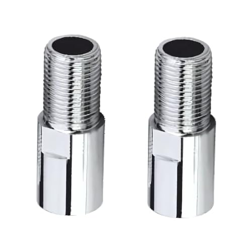KINIK CP Brass Extension Nipple 2 Inch | 1/2 Inch Thread Chrome Finish Pipe Fitting for Plumbing | Pack of 2 - Image 1