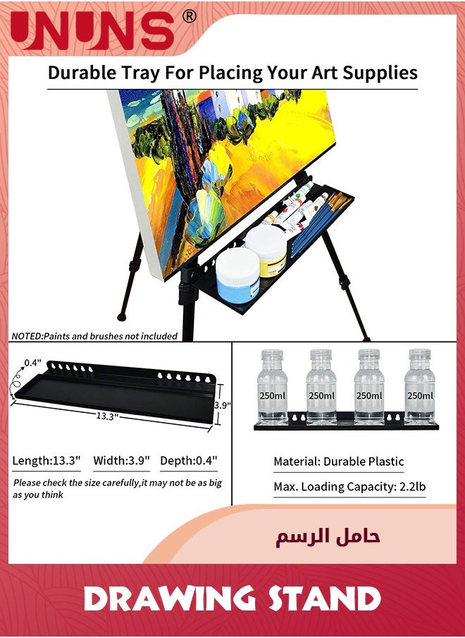 UNUNS - 66 Inches Easel Stand With Tray,Aluminum Metal Art Easel Artist Tripod Adjustable Height From 21" to 66" With Carry Bag For Table-Top/Floor Painting And Displaying - Image 1