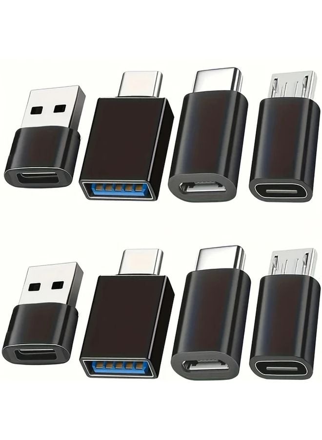8 PCS Black USB to USB C Adapter Converter for Laptop Car Smartphone Headphone Mic PC - Image 1