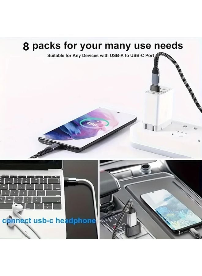 8 PCS Black USB to USB C Adapter Converter for Laptop Car Smartphone Headphone Mic PC - Image 5