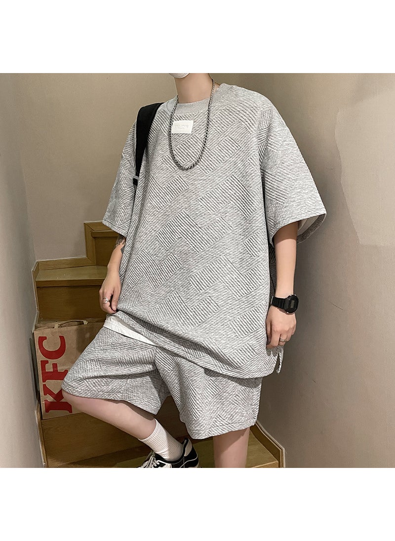 Generic - Korean Summer Casual Tracksuit Set Men White - Image 1