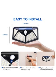 TYCOM Solar Lights Outdoor Powered 270 Wide-Angle Motion Sensor Lights Security Wall Light 100 LED IP65 Wireless Waterproof Outdoor Lights for Garden Patio Yard Deck Garage Pool (4 Pack)  - Image 2