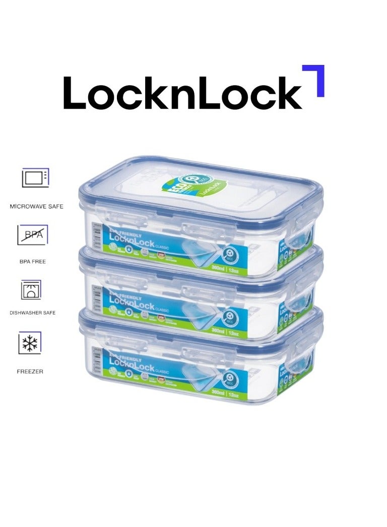 LocknLock حاوية تخزين الطعام LocknLock سعة 360 مل مستطيلة محكمة الإغلاق - خالية من BPA، آمنة للاستخدام في الميكروويف، الفريزر، وغسالة الصحون، عبوة من 3