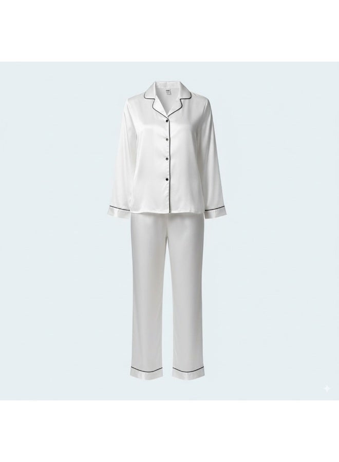 LADY Women Satin Pajama Set 2PCS – Long Sleeve Sleepwear Nightwear Set - Image 5