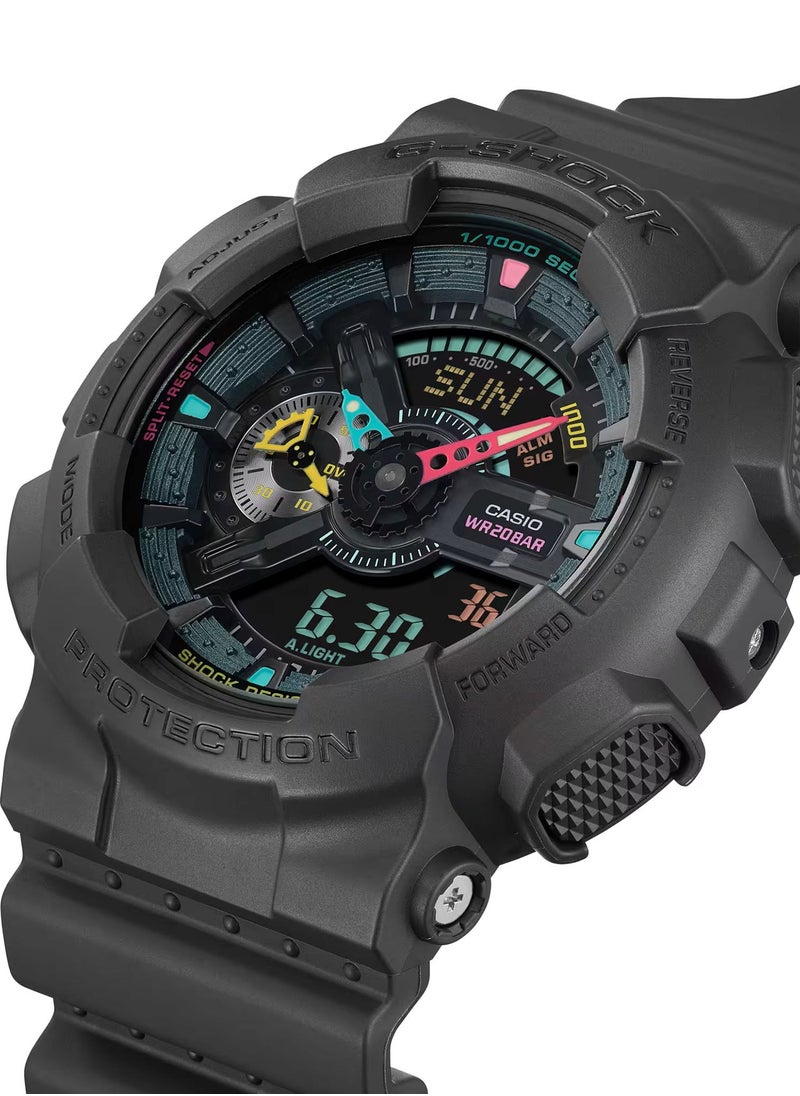 G-SHOCK Digital - Analog Black Resin Strap Men's Watch With Fluorescent Accent GA-110MF-1ADR  - Image 2