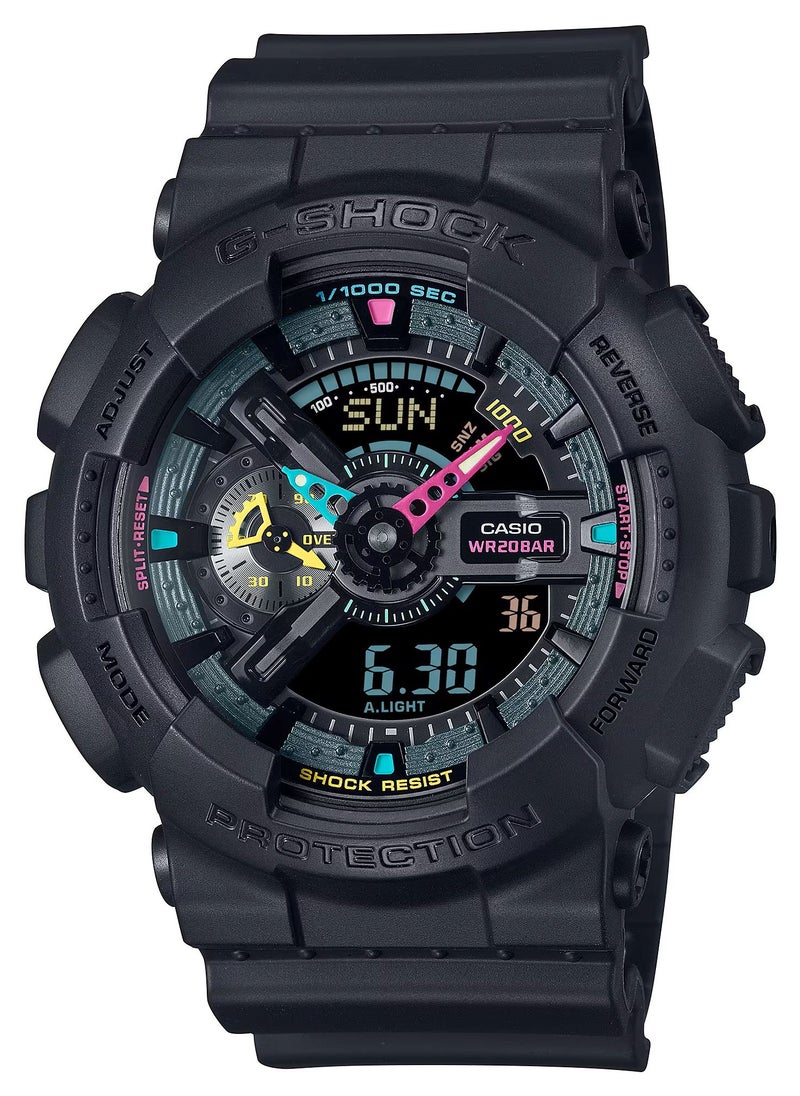 G-SHOCK Digital - Analog Black Resin Strap Men's Watch With Fluorescent Accent GA-110MF-1ADR  - Image 1