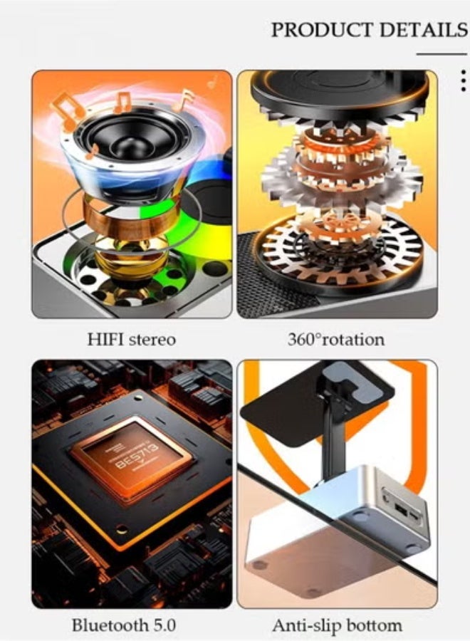 360° Foldable Rotation Cell Phone Stand with Wireless Bluetooth Speaker & Power Bank – 3-in-1 HD Surround Sound Phone & Tablet Holder (Gifts for Men & Women) - Image 4