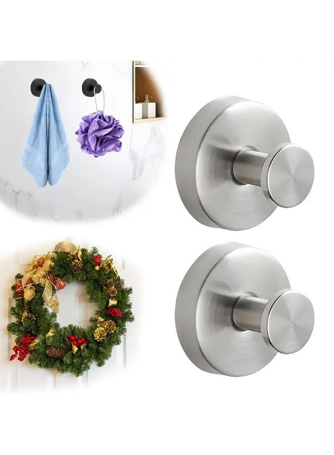 Stainless Steel No Drill Suction Cup Hooks Heavy Duty Metal Wall Mounted For Bathroom - Image 2
