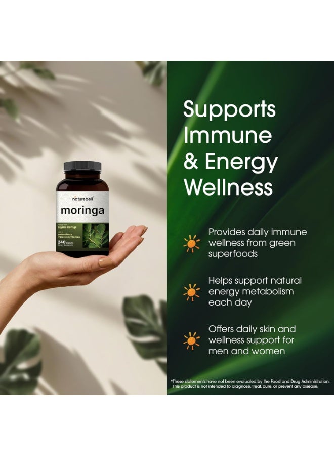 NatureBell Moringa Capsules 8000mg Per Serving, 240 Capsules | 4 Month Supply, Made with Moringa Powder Organic | Green Superfood, Skin Health & Immune Support | Non-GMO, Gluten Free - Image 3