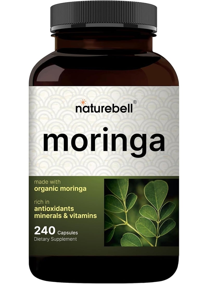 NatureBell Moringa Capsules 8000mg Per Serving, 240 Capsules | 4 Month Supply, Made with Moringa Powder Organic | Green Superfood, Skin Health & Immune Support | Non-GMO, Gluten Free - Image 1