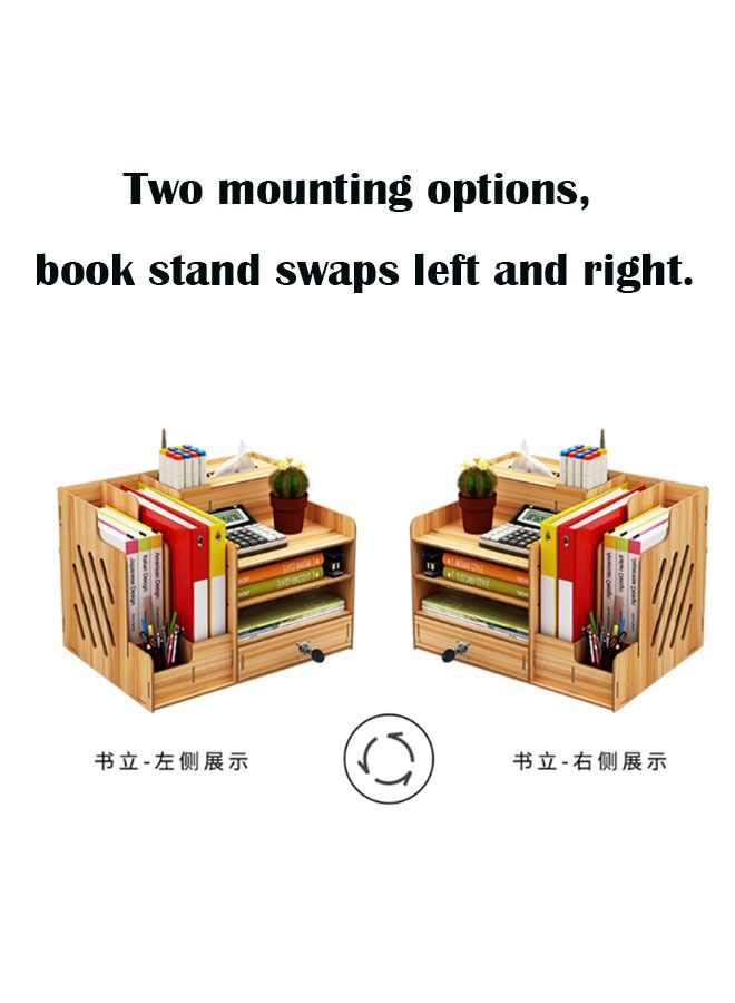 Arabest Wooden Organizer With Drawer Office Pencil Holder For Desk Multifunctional Tabletop Storage Case  - Image 4