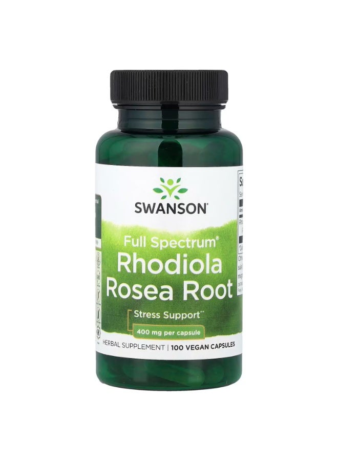 SWANSON Full Spectrum  Rhodiola Rosea Root, 400 mg, 100 Vegan Capsules - Image 1