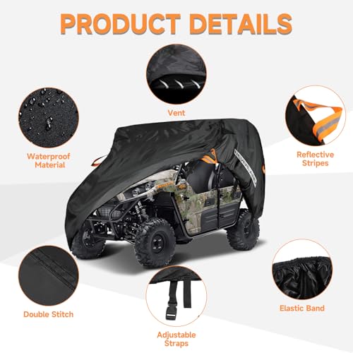 NEVERLAND UTV Cover Heavy Duty Ranger Cover Waterproof 2-3 Seater/4-6 Seater Side by Side Covers 4 Door All Weather Storage with Reflective Strip Compatible with Polaris RZR General Can-Am Yamaha SxS - Image 4