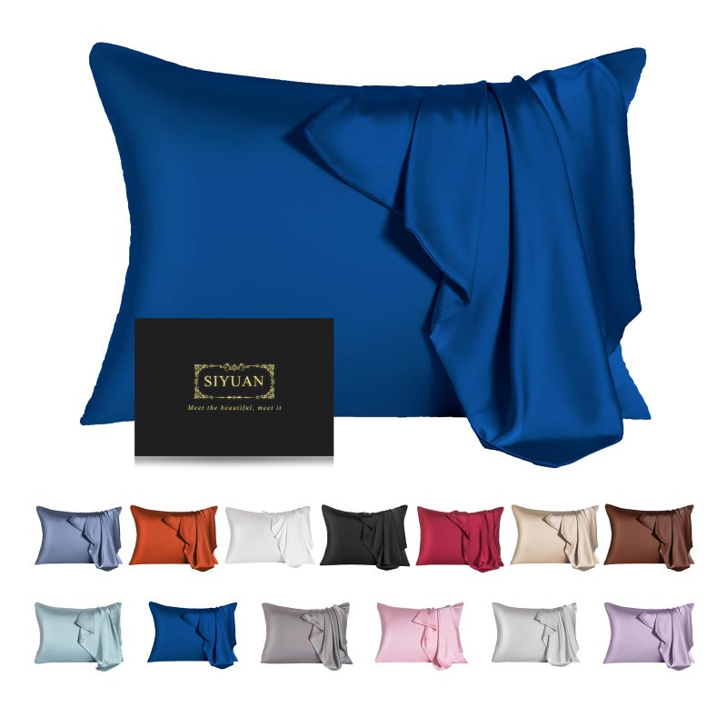 Mulberry Silk Pillowcase for Hair and SkinKing Size Cooling Silk Pillow Case with Hidden ZipperAllergen Proof Dual Sides Soft Breathable Smooth Silk Pillow Cover for WomenKingGem Blue