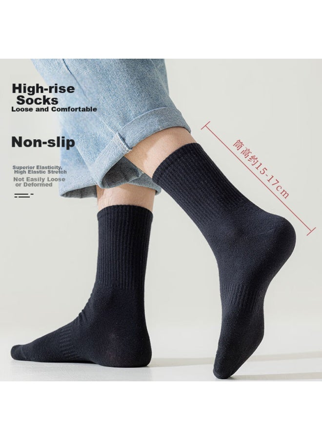 Cotton Thirteen Mianshisan Men's Socks Mid-calf Socks For Spring And Autumn, Solid Color, Business Casual, Breathable, Long Tube, 7 Pairs - Image 3