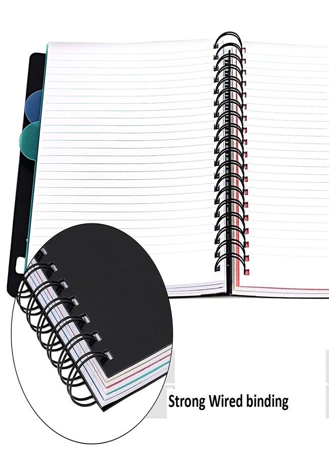 Peeplvalue Pack of 2 Ruled Soft Cover 5 Subject Spiral wire Binding Notebook, A5 Size with Single Line, 300 Pages with multicolour cover - Image 3