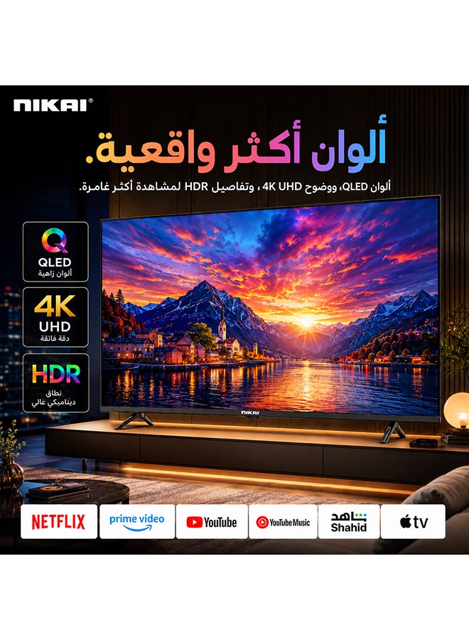 نيكاي تلفاز ذكي UHD 4K QLED بحجم 65 بوصة، تحكم صوتي بدون استخدام اليدين، دولبي ديجيتال، واي فاي مدمج، بلوتوث، نطاق ألوان عالي، اتصال سهل مع أجهزة أندرويد وآبل، 60 هرتز، سنة الطراز 2025، ضمان لمدة 2 سنة - Image 2