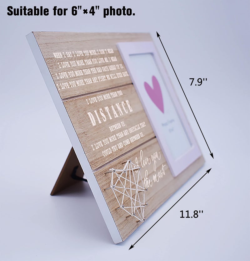 NZY Long Distance Relationships Gift-Boyfriend Girlfriend Wife Husband Couples Gift-I Love You More Than the Distance Between Us-Christmas Valentine's Day-Wood Picture Frame Photo Frame for 6''?4'' Photo - Image 3