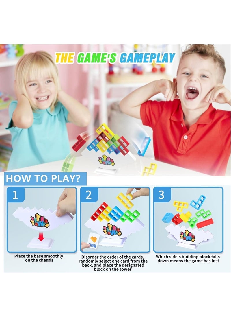 48 Pcs Tetra Tower Balance Stacking Blocks Game Board Games For Kids And Adults 2 Players Balance Game Team Building Blocks Toy