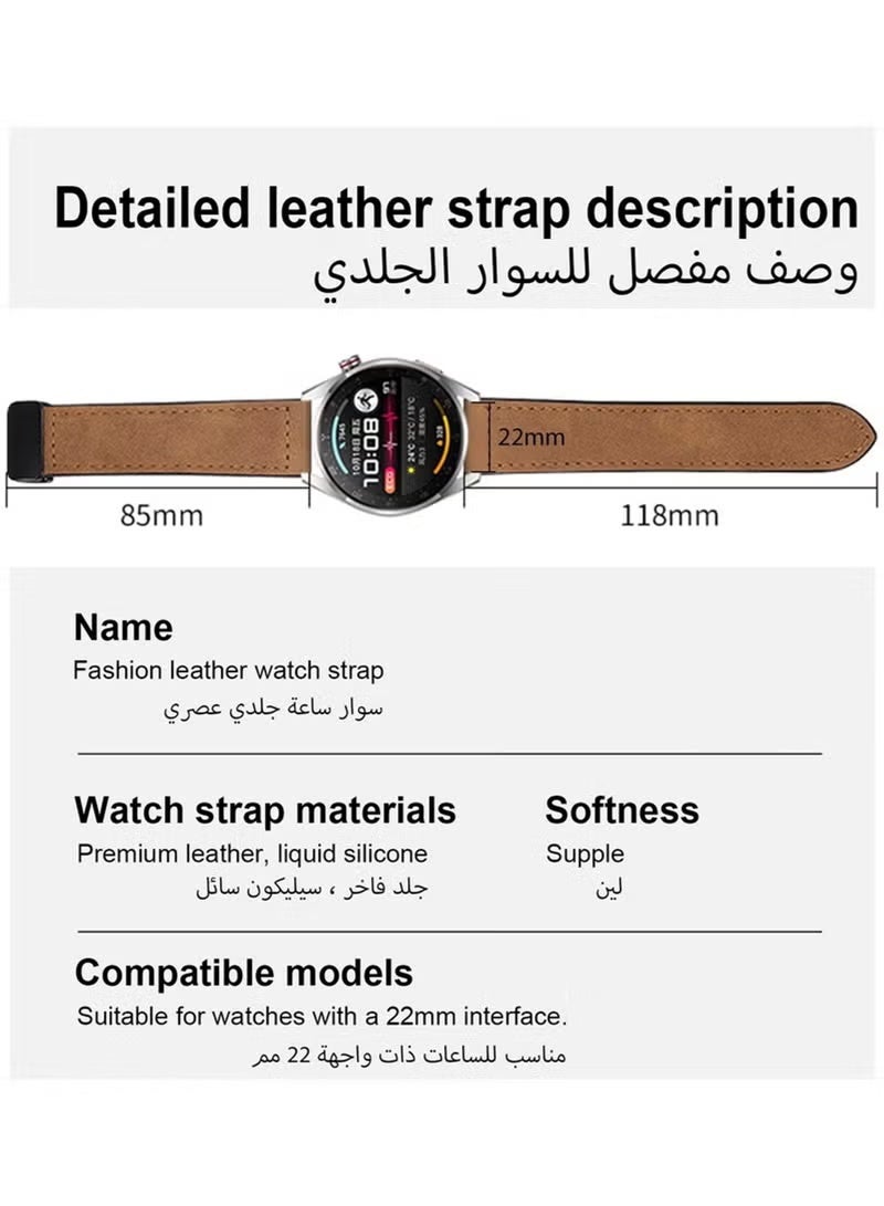 ملائكي  شريط ساعة من الجلد بحجم 22 ملم بتصميم ماكينة واقف مغناطيسية، متوافق مع Huawei GT3/4 بحجم 46 ملم و GT3 Pro و Huawei Watch 3 و GT2e و GT2 Pro و GT2 بحجم 42/46 ملم، و Samsung Galaxy Watch 3 بحجم 45 ملم / Gear S3 - Image 5