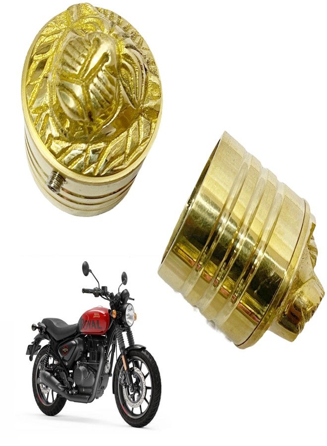Ozango Bike Antique Desgin Lion Handle Bar Weight Lion Face Handlebar Weight Pure Brass Golden Suitable for RE Hunter 350 - Image 1